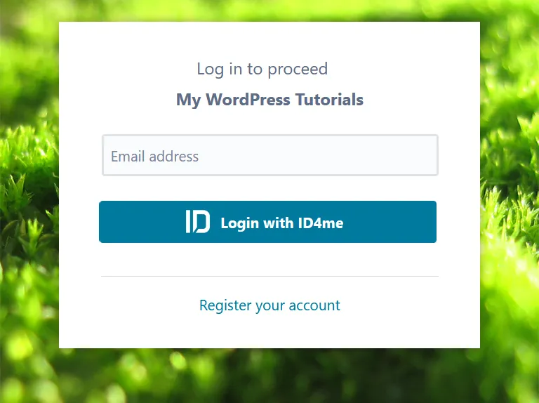 Login-Maske mit ID4me-Button für My WordPress Tutorials