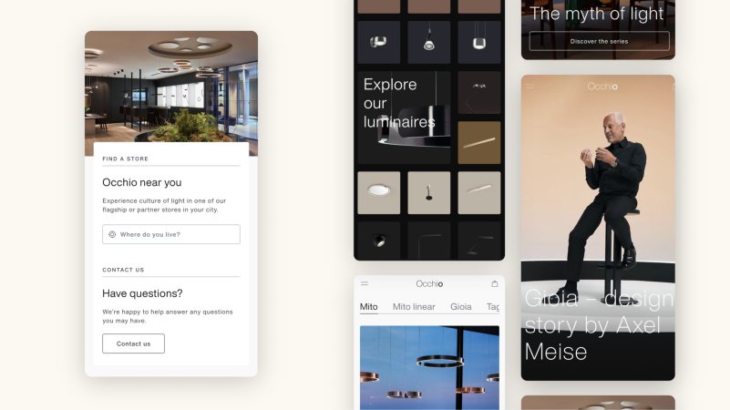 Elegante Designleuchten-Fotos und ein Smartphone mit Niederlassungsfinderlocator form