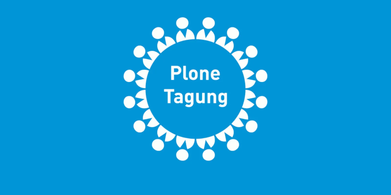 Personen-Piktogramme kreisförmig angeordnet um den Text 'Plone Tagung'