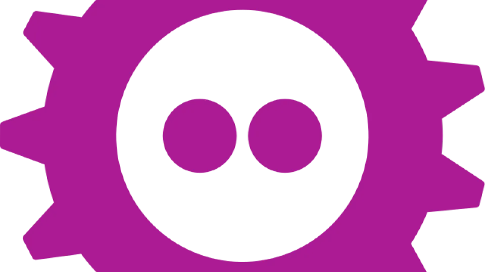 Gear icon with two dots in its center